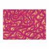 Custom tufted wool rug with abstract liquid doodle pattern in magenta, coral, and peach, size 7x10 feet