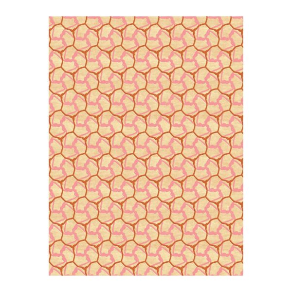 Custom tufted wool rug with whimsical pinwheel pattern in cream and pink, size 9'x12'