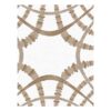 White and taupe hand-tufted wool area rug featuring bold architectural curves and segmented arc patterns, size 9x12 feet