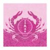 Ornate Cancer zodiac custom tufted wool rug with swirling wave patterns in pink and magenta