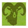 Modern Dall sheep silhouette custom tufted wool rug in two-tone green design