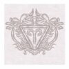 Baroque-style Aries symbol custom tufted wool rug with ornate flourishes in pearl gray on white