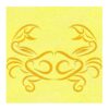 Abstract Cancer zodiac custom tufted wool rug with flowing golden curves on yellow background