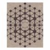 Modern area rug featuring molecular network pattern with charcoal hexagons and connecting lines on taupe background, geometric 8x10 feet