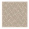 Modern square wool area rug featuring carved wave pattern in ivory with diamond lattice design and textural relief, 6x6 feet