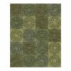 Modern tribal wool rug featuring sage green mandala patterns in checkerboard layout hand tufted in 8x10 feet size