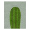 Modern botanical wool area rug featuring large green barrel cactus with detailed spines on sage background, contemporary 8x10 size