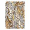 Hand-tufted wool area rug featuring flowing botanical pattern in ivory, gold, and brown with pearl-like accents and overlapping leaf designs