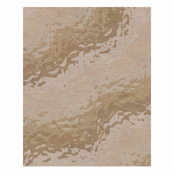 Beige and cream hand-tufted wool area rug with organic sandstone-inspired abstract patterns and carved textures, size 8x10 feet