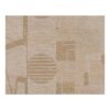 Neutral beige hand-tufted wool area rug with retro-inspired geometric patterns and carved circular motifs, size 8x10 feet