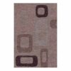 Mauve hand-tufted wool area rug with 70s-inspired geometric patterns in deep plum featuring carved rectangular frames, size 6x9 feet