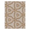 Sand and ivory hand-tufted wool area rug featuring symmetrical topographic patterns with carved contour lines, size 9x12 feet