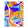 Modern geometric wool rug with coral orange purple and sky blue triangular pattern hand tufted in 9x12 feet size