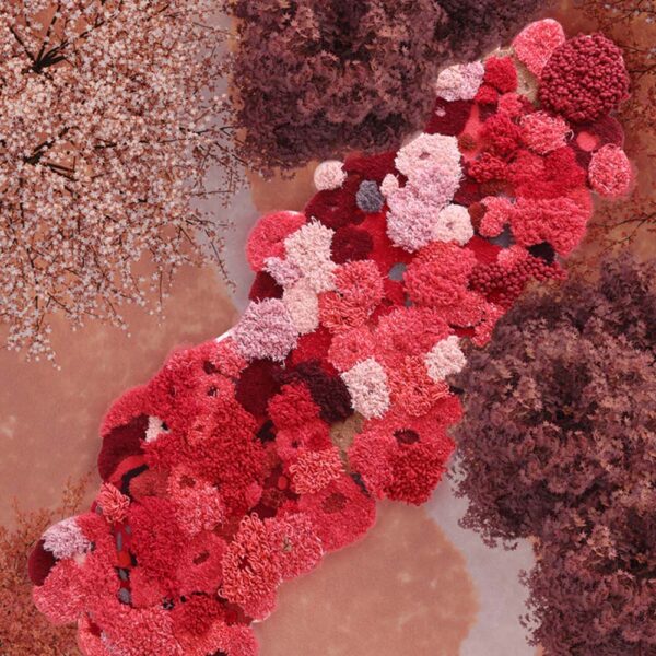 Custom Red Moss Rugs, Organic Shape - Image 4