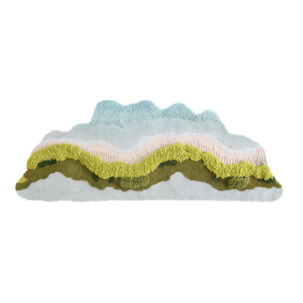 Custom Blue Moss Rugs Organic Shape