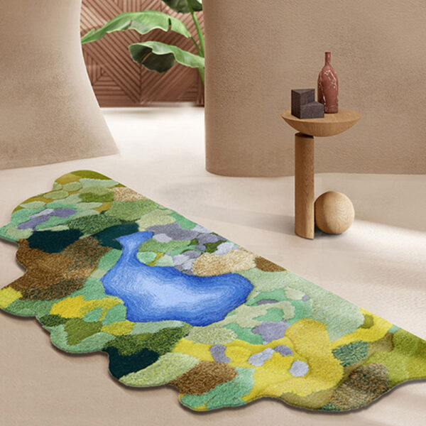 Custom Green Moss Rugs, Organic Shape - Image 6