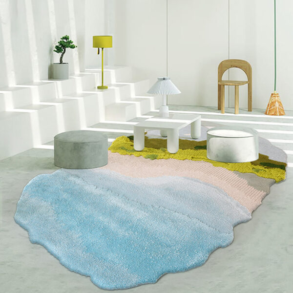 Custom Oval Moss Rugs Blue - Image 2
