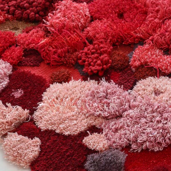 Custom Round Moss Rugs Red - Image 3
