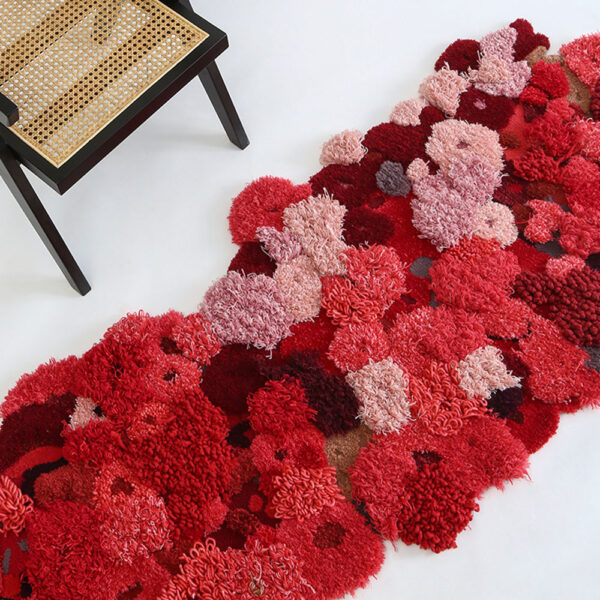 Custom Red Moss Rugs, Organic Shape - Image 3