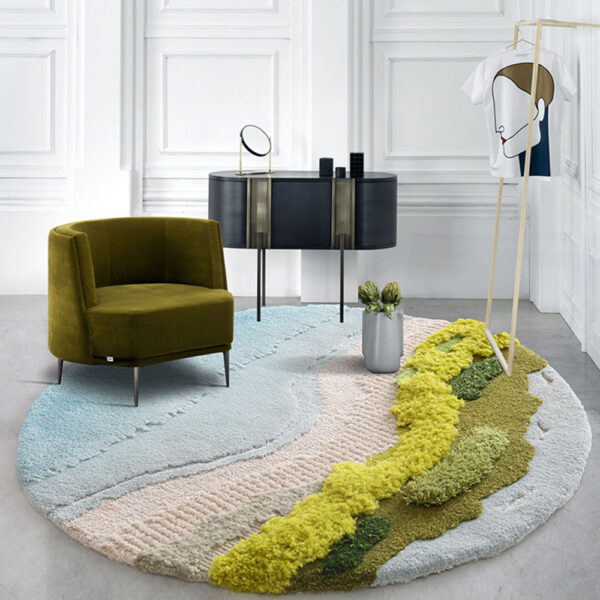Custom Round Moss Rugs Blue - Image 5