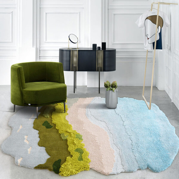 Custom Oval Moss Rugs Blue - Image 3