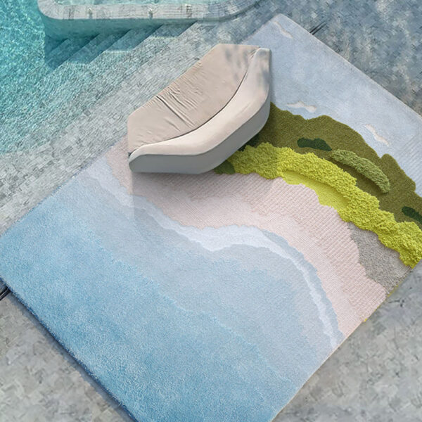 Custom Rectangular Moss Rugs Blue - Image 5